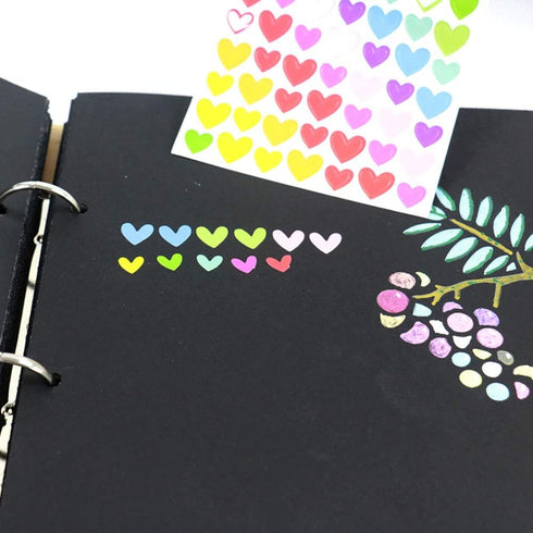 Multicolor Heart Shape Stickers, Color Coding Labels for Craft Scrapbook, 10 Sheets for Diary & Album