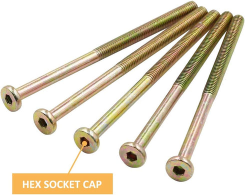 10 Pcs Crib Screws M6 x 100mm Zinc Plated Hex Socket Head Cap Screws for Furniture