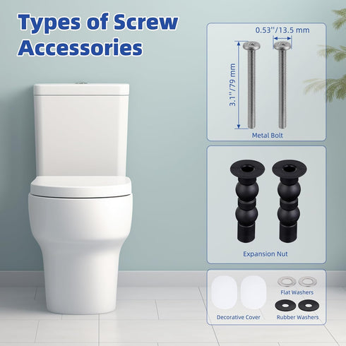 SS124 SS124, Toilet Seat Replacement Compatible with TOTO, Elongated Soft Close Toilet Seat for Transitional Slow-close