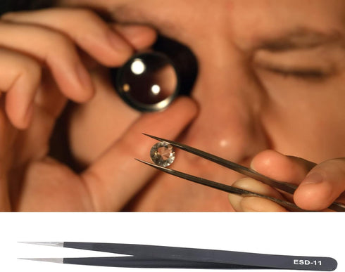 Static Resistant Tweezer, Precision HRC40-45 Thermal Insulation Stainless Steel for Electronics Repair, Soldering