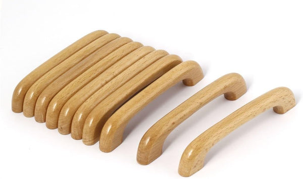 uxcell 10 Pcs Cupboard Door Drawer Hardware M4 Thread Hole Wood Pull Handles in Beige