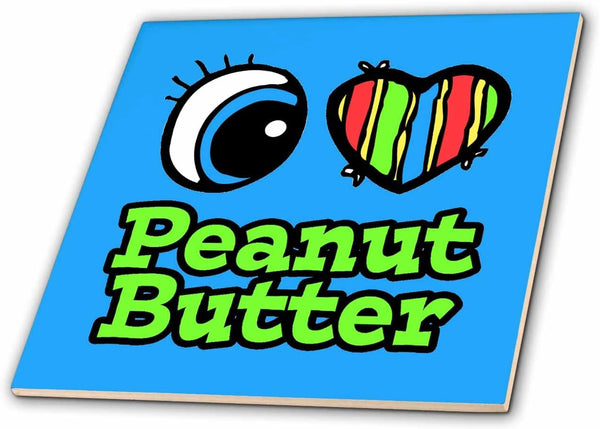 3dRose Bright Eye Heart I Love Peanut Butter 8 Inch Ceramic Tile