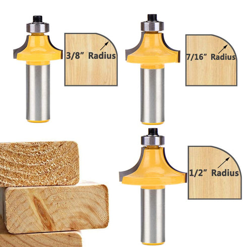 Yakamoz 6Pcs 1/2 Inch Set Shank Round-Over Router Bits Corner Rounding Edge-Forming Roundover Beading Router Bit