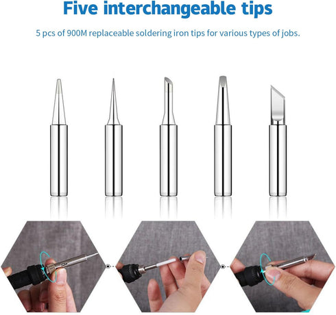 LDK Soldering Iron Kit, Electric Gun Welding Tools with ON/OFF Switch, 30g Solder & 5pcs Tips