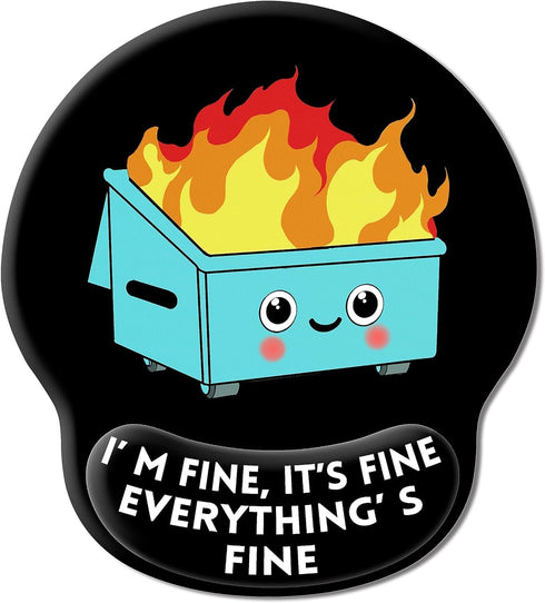 Upgrade Mouse Pad with Wrist Rest, Dumpster on Fire Ergonomic Gaming Gel Mouse Pad with Wrist Support, Cute Non-Slip PU