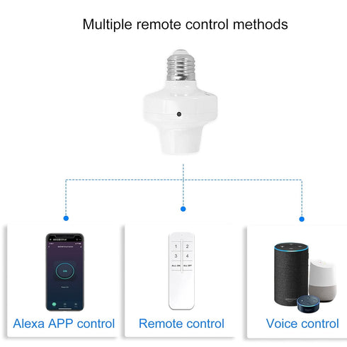 QIACHIP ZigBee Smart Light Socket Adapter E26 E27 Bulb Holder, Remote Control Compatible with Alexa Echo, Requires Hub