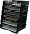 Plastic Stackable File Paper Storage Tray, Office Letter Tray, Black, 6 Pack
