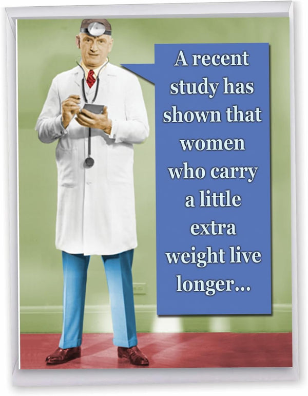 NobleWorks Big Funny Birthday Card 8.5 x 11 Inch with Envelope, A Recent Study J1395 (1 Pack)