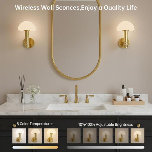 Set 2 5000mAh Wireless Wall Sconce of for Bedroom Living Room, Battery Operated Wall Sconce Decor Light with Remote