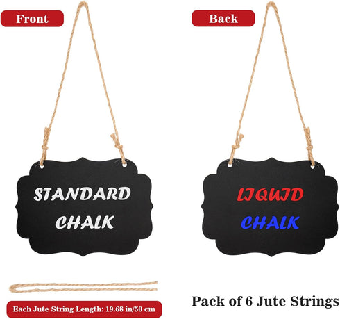 Kamehame Set of 4 Hanging Chalkboard Signs - Small 6.1x4.2 Acrylic Blackboard with Jute String for Memo Message Board