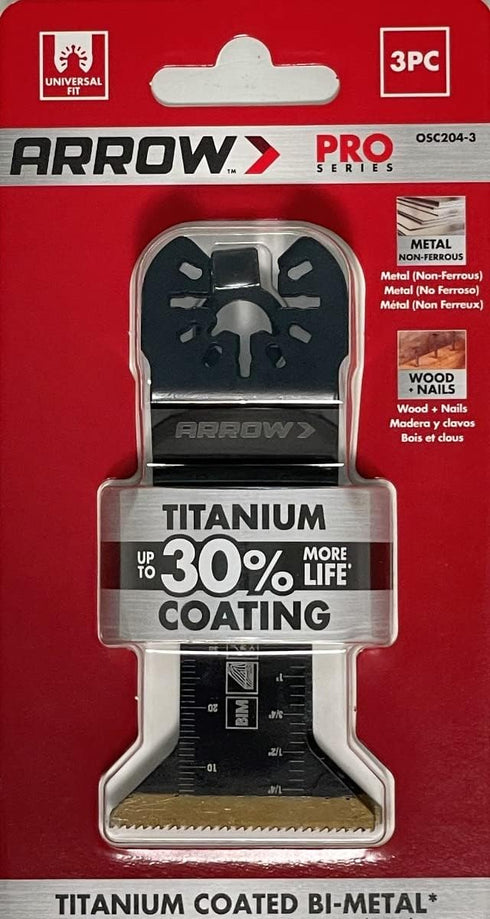 Arrow OSC204-1 Titanium Coated Oscillating Tool Saw Blades for Woodworking, Drywall, PVC, and Metal, Universal, Fits Most Multitools, 1-3/4 Inch