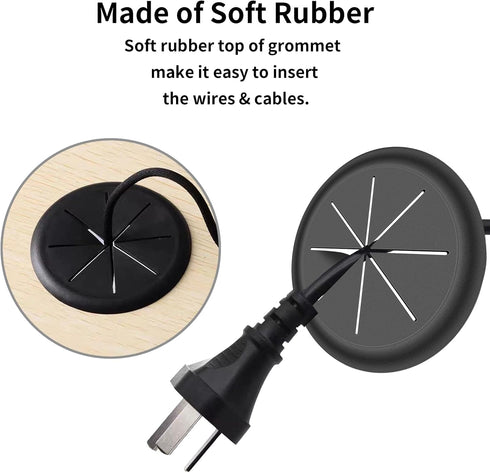 Desk Grommet 2 Inch 2PCS Flexible Desk Hole Cover for Cables, Desktop Equipment Wiring Management Cord Hole Cover for