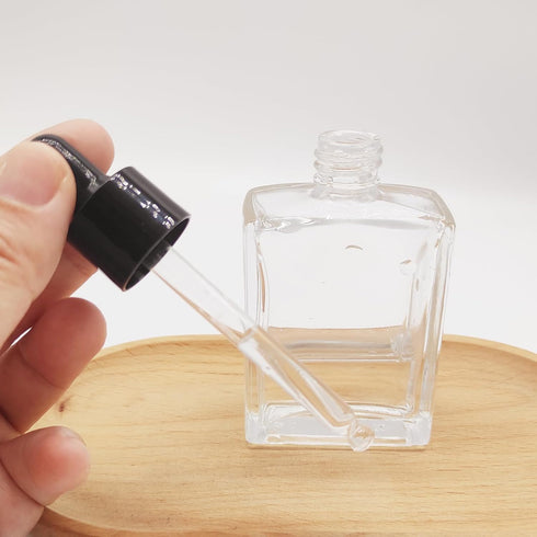 50ml Empty Essential Oil Dropper Bottle, 1.7oz Square Glass Serum Container for Liquid