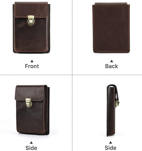 Top Grain Genuine Leather 5 Slot Pen/Pencil Tray Case Organizer, Handmade Vintage Design, Glossy Coffee