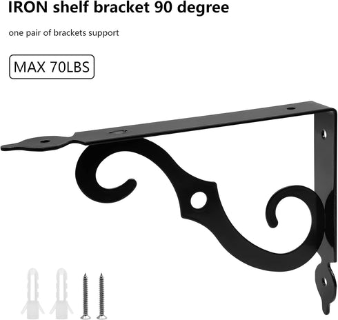 Luomorgo 2 7.4 Inch, Pcs L Bracket Decorative Shelf Brackets, Wall Mounted L Shape Floating Shelf Bracket Heavy Duty