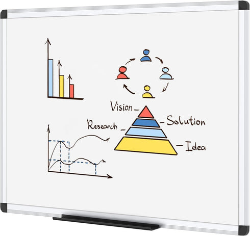 VIZ-PRO Dry Erase Board, 36 x 24 Inches, Wall Mounted Whiteboard for School, Office, Home