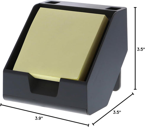 Bostitch Office Sticky Note Holder + Business Card Stand, Includes Pen Holders, Gray