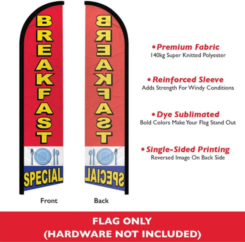 Breakfast Special Windless Banner Advertising Flag - Perfect for Restaurants, Food Trucks, Food Courts, Shops, Events