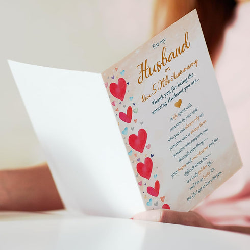 Beixian 50th 50 50th Romantic Anniversary Card for Husband, Funny Year Anniversary Card Gifts from Wife, Sweet Wedding