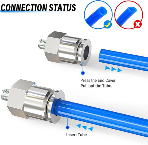 TAILONZ PNEUMATIC 304 Stainless Steel Male Straight 4MM Tube OD x 10-32 Inch UNF Thread Push to Connect Fittings