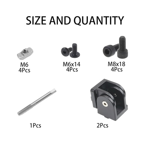 2 Sets 4040 Series Aluminum Extrusion Profile, Zinc Alloy Black Flexible Pivot Joint Connector for 3D Printer
