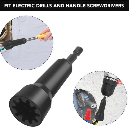 Wire Twisting Tool, 1/4 Chuck Wire Nut Driver for Drill and Wire Connector Driver, Black