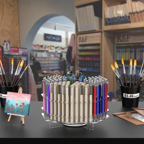 Marketing Holders 120 Slot Clear Acrylic Pen Holder, Tabletop Display for Color Pencils, Makeup Brushes, Office Craft