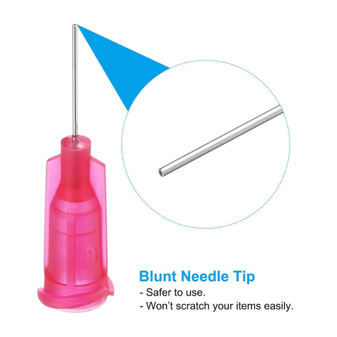 PATIKIL 100 Pcs 25Ga x 0.5 Inch Dispensing Needle Tips, Stainless Steel and Plastic Blunt Tips with Luer Lock for Glue