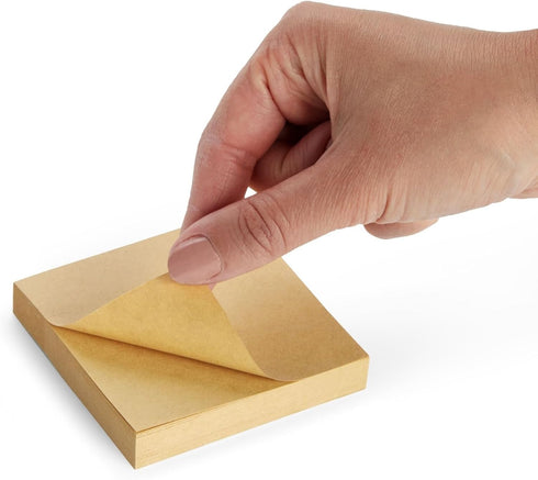 Juvale 6-Pack Kraft Paper Sticky Notes, 3x3 inch, Brown Self-Adhesive Memo Notepad Set, Self-Stick Note Pads for Office