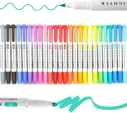 YOOUSOO 25 Pack Pastel Highlighters, Assorted Colours, Dual Tip Bible Highlighter, No Bleed Fluorescent Pens for School