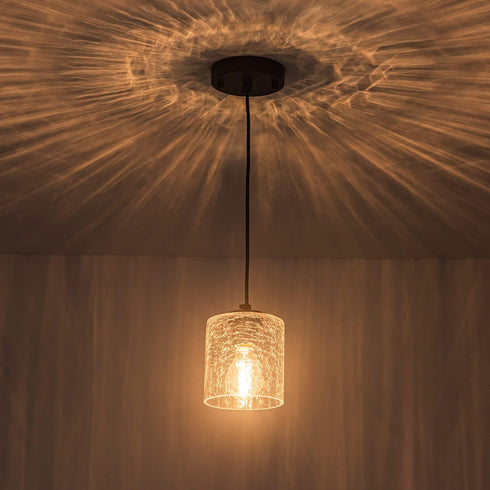 HGHYjrxfkl 1 Pack Crack Finish Glass Lamp Shade,Clear Crackle Finish Cylinder Replacement Shade for Pendant light