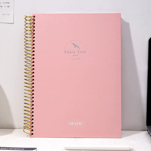 FLYING EAGLE 8.5 x 11 Large Graph Notebook, 210 Pages, Hardcover Graphing Notebook for Men Women, Pink