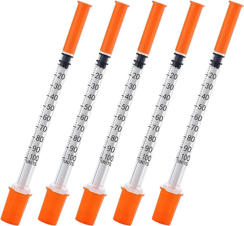 Geeddah 100PACK 1ML Syringe with 30G 5/16" 8mm Needle, Individually Wrapped Lab Supplies