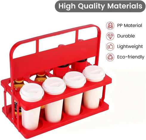 8 Reusable Drink Carrier with Handle for Food Delivery Drivers, Portable Cup/Coffee Holder Accessories for Delivery