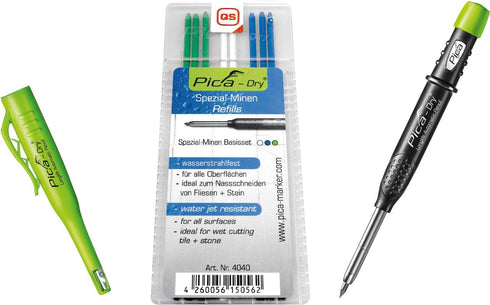 Pica Dry Automatic Pen + Green White Blue Refills 3 Blue, 2 White, 3 Green