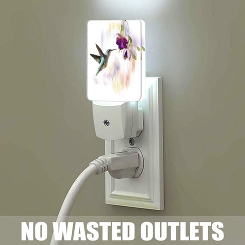 Hummingbird Groovy Flowers Dusk to Dawn Night Light, Auto Sensor Lamp Home Indoor Stairway Kitchen Corridor, Night