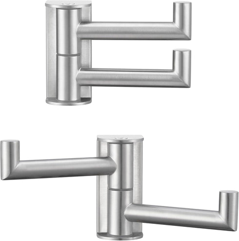 Angle Simple Swivel Towel Double Hook 2 Pack, Brushed Nickel 304 Stainless