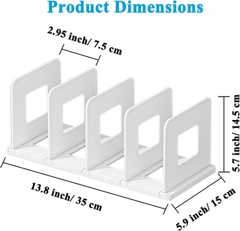 4 Closet SAYEEC Desk File Sorter Vertical Desktop File Folder Organizer Section Plastic Book Holder Adjustable Shelf