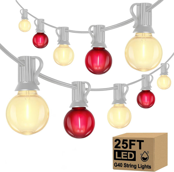 Xingzd G40 LED Valentines Day String Lights, 25Ft Valentines Decorations Lights Outdoor with