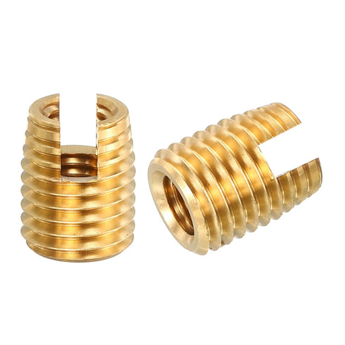 uxcell 10pcs Self Tapping Threaded Inserts, Inner M5-0.8 Outer M8x10 Brass Slotted Thread Repair Inserts Nuts