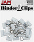 JAM PAPER Colorful Binder Clips - Small - 3/4 Inch (19 mm) - 25/Pack - White Binderclips