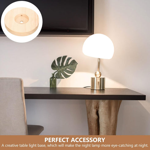 YARNOW Circular Wooden Base for Table Lamp, 5Pcs Round Desk Lamp Stand Replacement DIY Wood Small Lamp Base