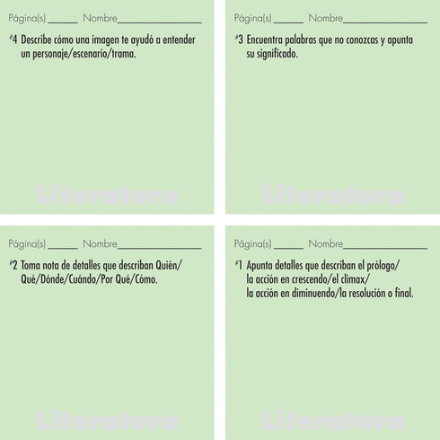 Really Good Stuff Spanish Study Stickies, Literature Comprehension Questions, 600 Sticky Notes