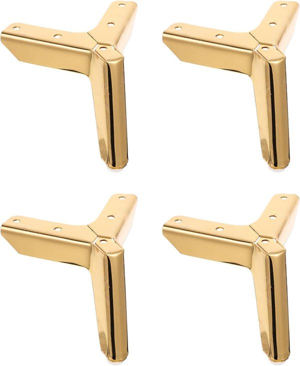 Cabilock 4pcs Metal Furniture Legs Triangle Sofa Support Feet, 100mm Titanium Finish