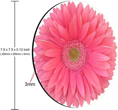 Mouse Pad, Isolated Bright Pink Gerbera Daisy Flower Round Mousepad, Non-Slip Rubber Base for Laptop & PC