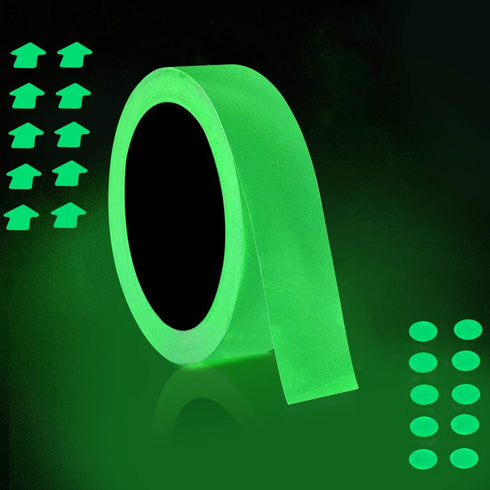 32.8 ft x 1 inch Glow in The Dark Tape - Luminescent Emergency Roll for Safety Egress Markers Stairs and Walls