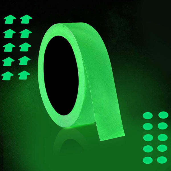 32.8 ft x 1 inch Glow in The Dark Tape - Luminescent Emergency Roll for Safety Egress Markers Stairs and Walls