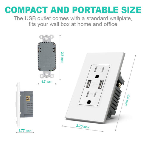 NEMA 6-50R 14-50R Receptacle Outlet 50 Amp Flush Mounting with Wall Plate, 2 Pole, 3 Wire 125/250V, Heavy Duty Commercial Industrial Grade UL Listed, Micmi (4.8A USB Outlet 1pack)