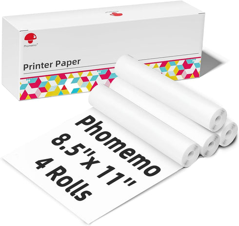 Phomemo M832 Thermal Roll Paper 8.5" x 11", 4 Rolls Quick-Dry US