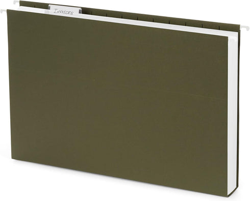 Blue Summit Supplies Legal Hanging File Folders, 25 Pack, 1" Expansion, Standard Green, Includes 1/5 Cut Tab Inserts